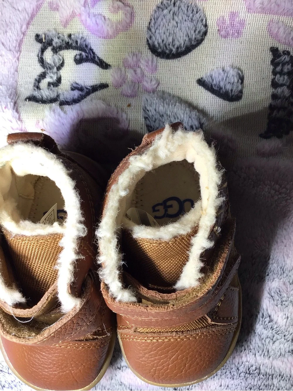 UGG Toddler Brown Faux-Fur Lined Hook-and-Loop Boots
